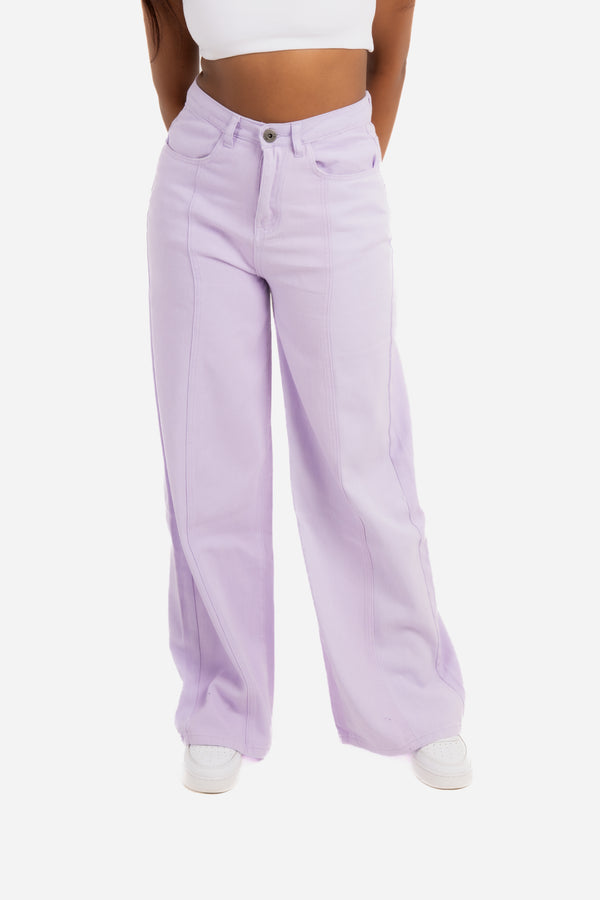liquor & poker Cairo Wide Leg Jeans In Lilac