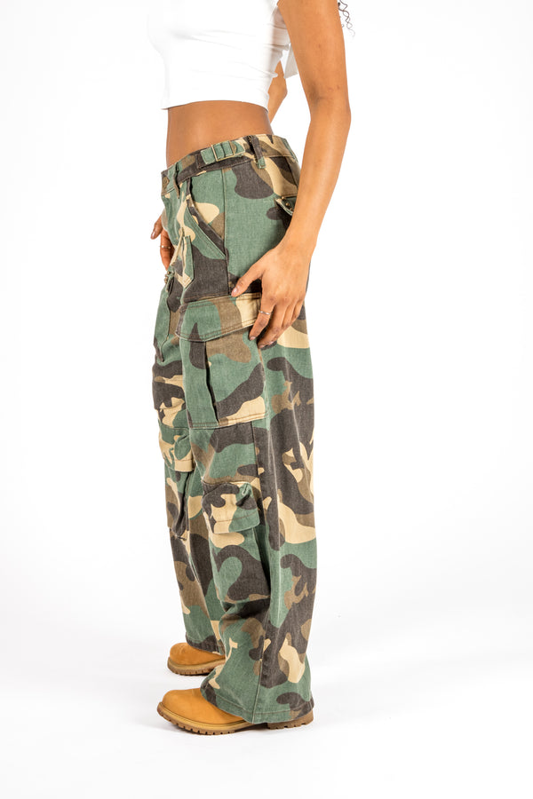 Liquor & Poker Camo Stud Detail Low Rise Cargos