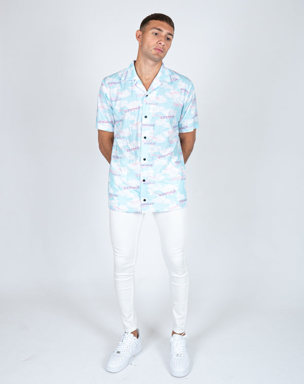Liquor & Poker Daydreamer Clouds Print Revere Shirt