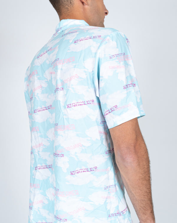 Liquor & Poker Daydreamer Clouds Print Revere Shirt