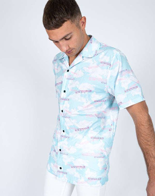liquor & poker Daydreamer Clouds Print Revere Shirt