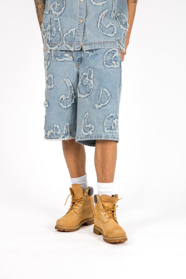 Liquor & Poker Denim Distressed Detail Jorts