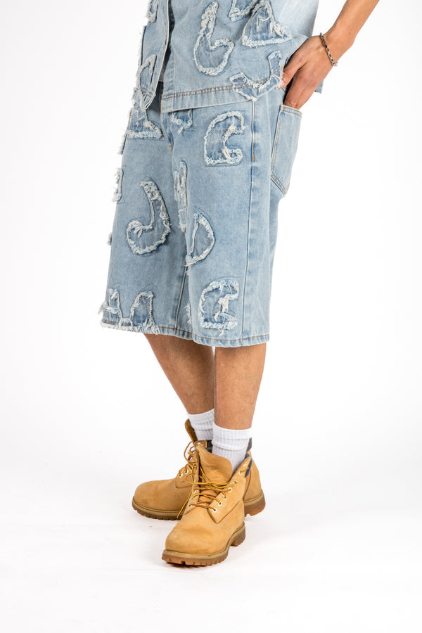 liquor & poker Denim Distressed Detail Jorts