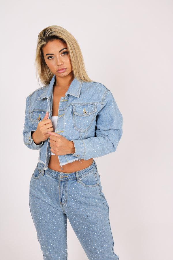 Liquor & Poker Diamante Denim High Rise Mom Jean