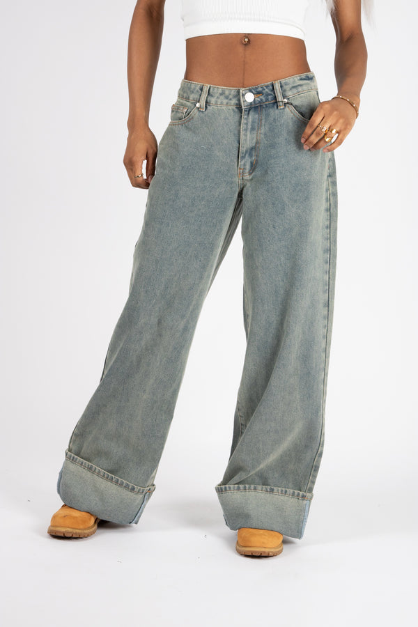 Liquor & Poker Dirty Wash Mid Rise Baggy Jeans