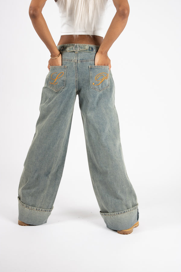 Liquor & Poker Dirty Wash Mid Rise Baggy Jeans