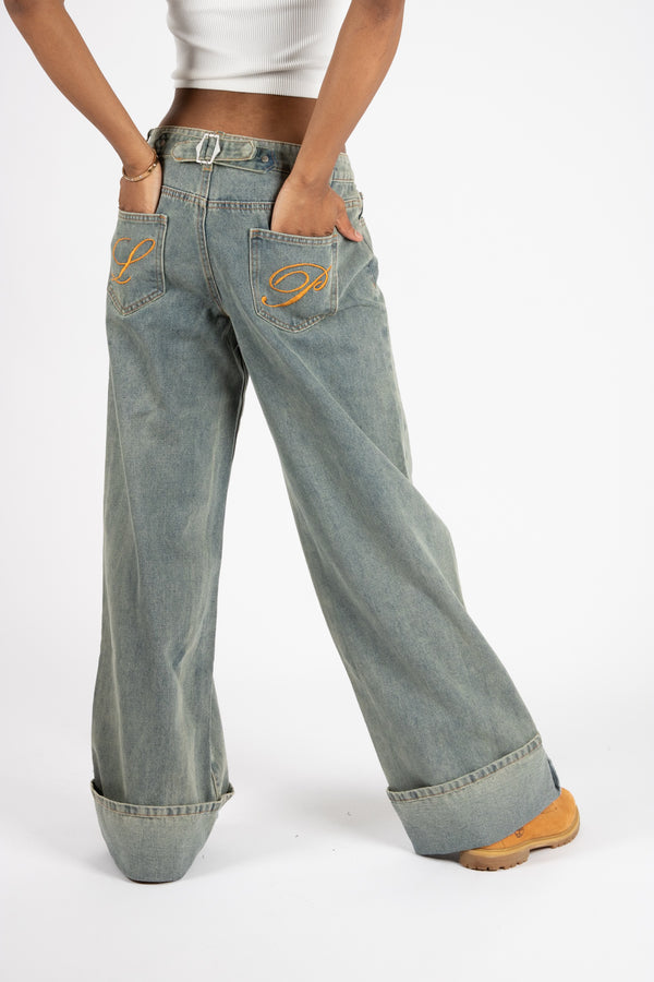 liquor & poker Dirty Wash Mid Rise Baggy Jeans