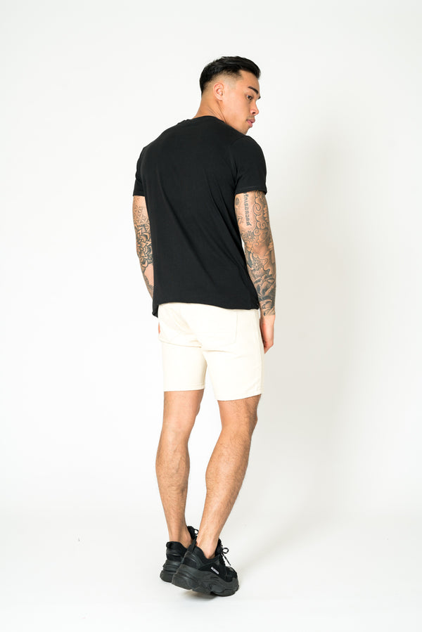 Liquor & Poker Ecru Slim-Fit Denim Shorts