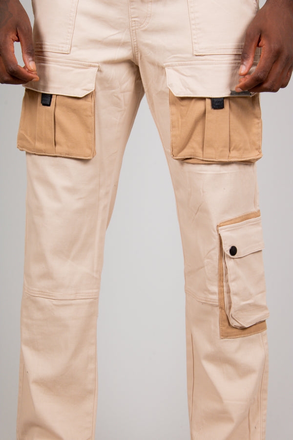 Liquor & Poker Ecru Tech Utility Straight Leg Cargos