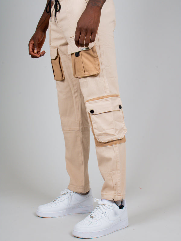 Liquor & Poker Ecru Tech Utility Straight Leg Cargos