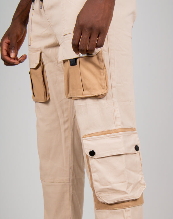 Liquor & Poker Ecru Tech Utility Straight Leg Cargos