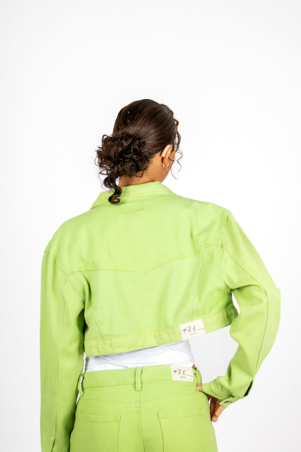 Liquor & Poker Fae Lime Green Boxy Denim Jacket