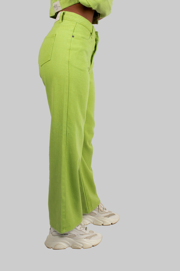 Liquor & Poker Fae Lime Green Mom Jean