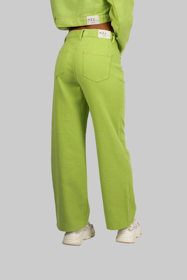 Liquor & Poker Fae Lime Green Mom Jean