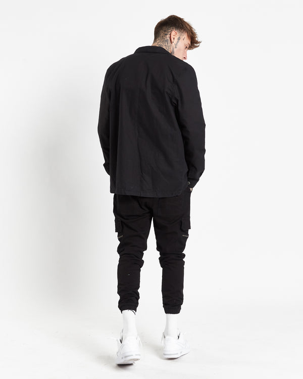 Liquor & Poker Fort Utility Black Twill Denim Shirt