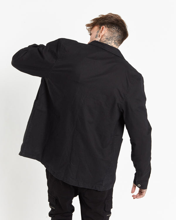 Liquor & Poker Fort Utility Black Twill Denim Shirt