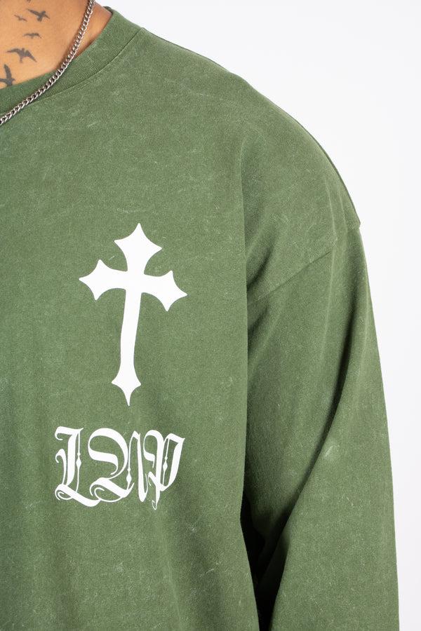 Liquor & Poker Green Long Sleeve T - Only The Blessed