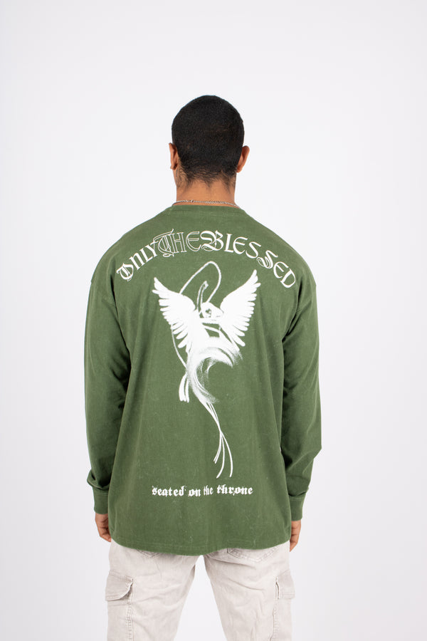 liquor & poker Green Long Sleeve T - Only The Blessed