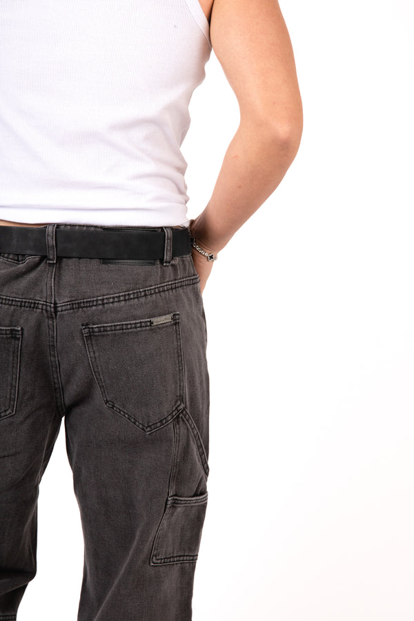 Liquor & Poker Grey & Black Patchwork Frayed Hem Jeans