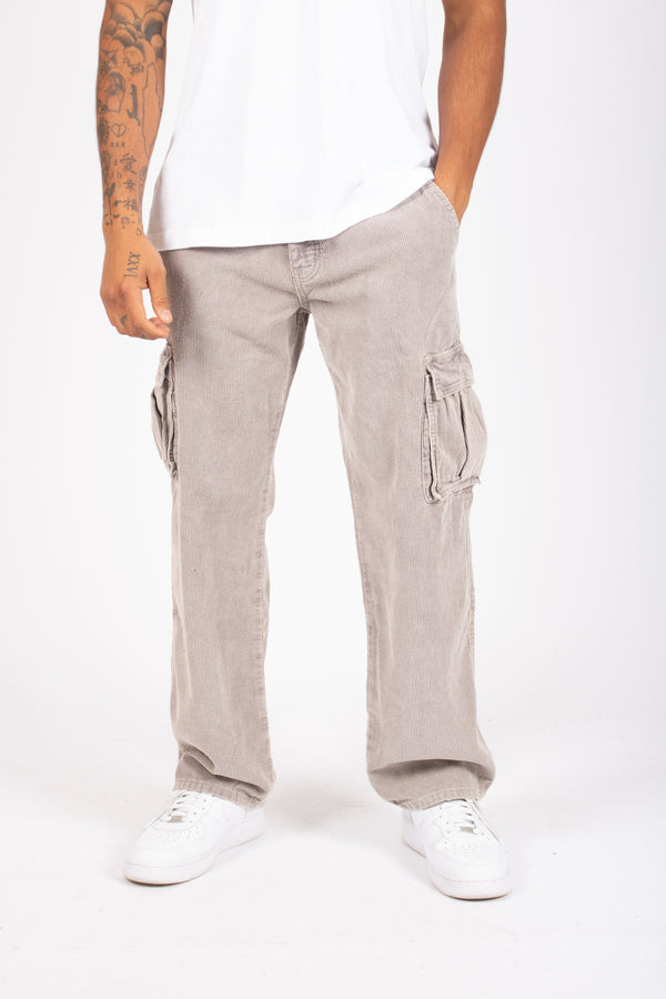 Liquor & Poker Grey Corduroy Utility Cargo
