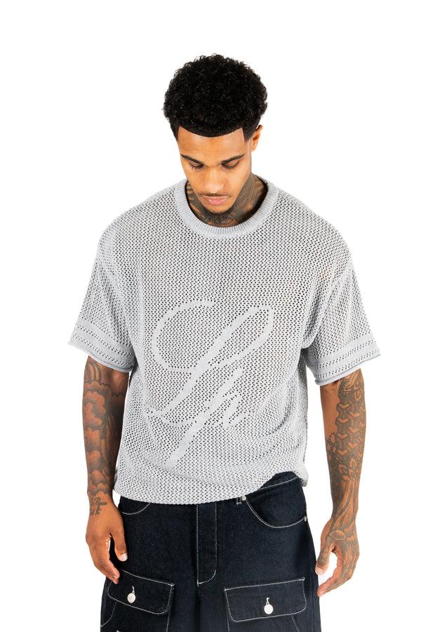liquor & poker Grey Knit Jersey T-Shirt