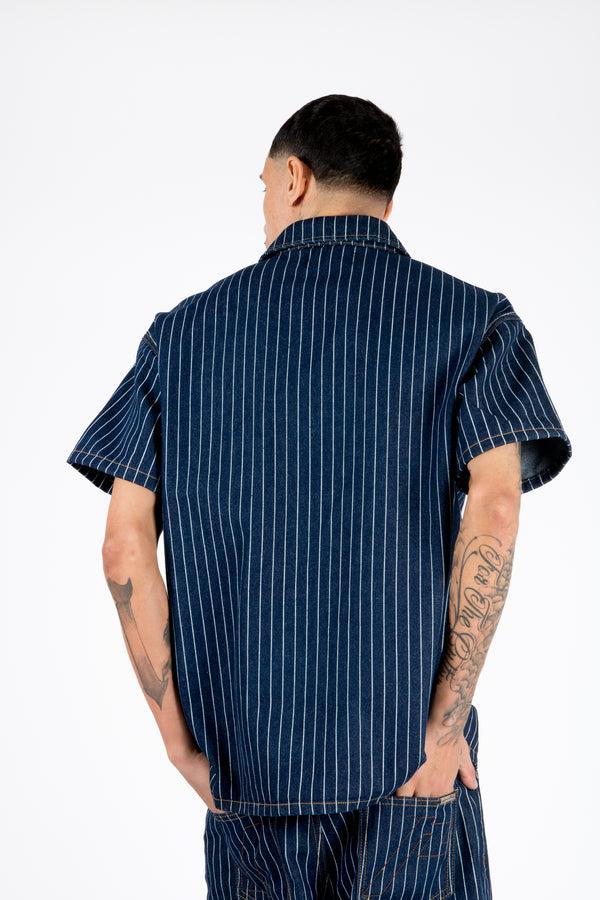 Liquor & Poker Indigo Pinstripe Varsity Denim Shirt