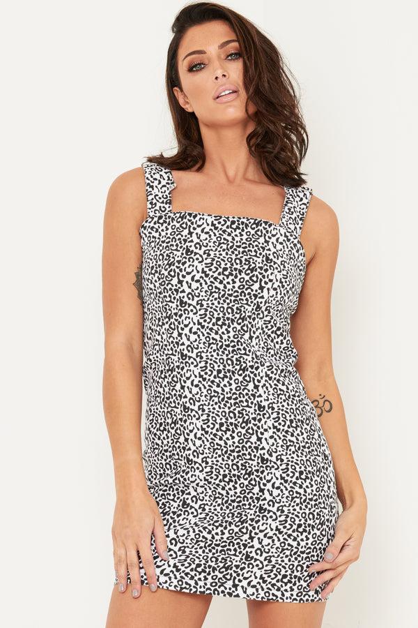 liquor & poker Leopard Mini Denim Dress