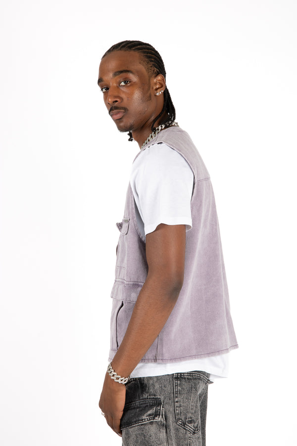 Liquor & Poker Lilac Denim Gilet Vest