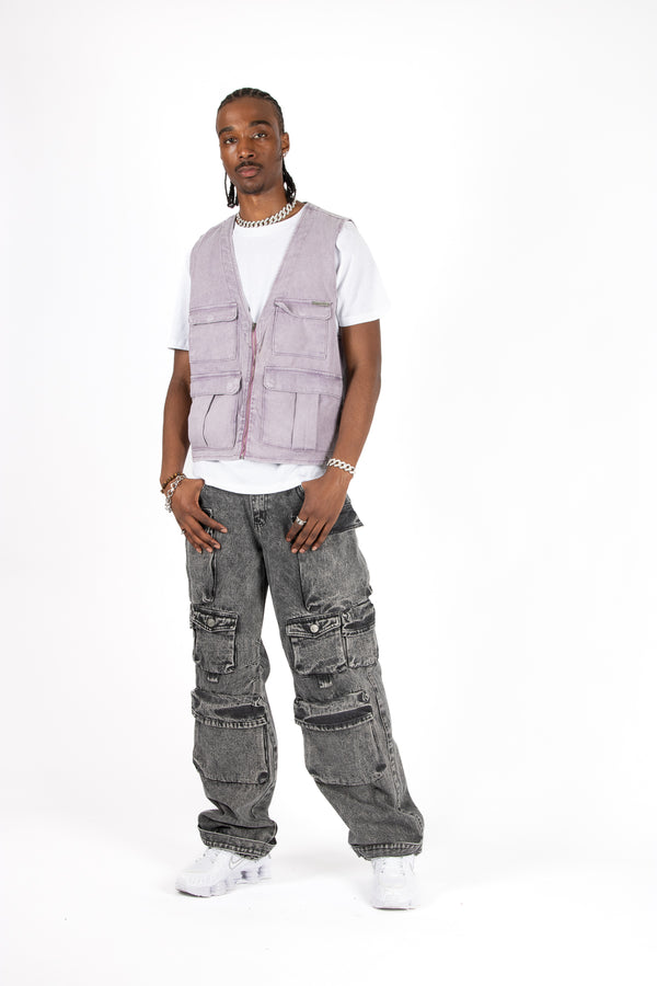 liquor & poker Lilac Denim Gilet Vest