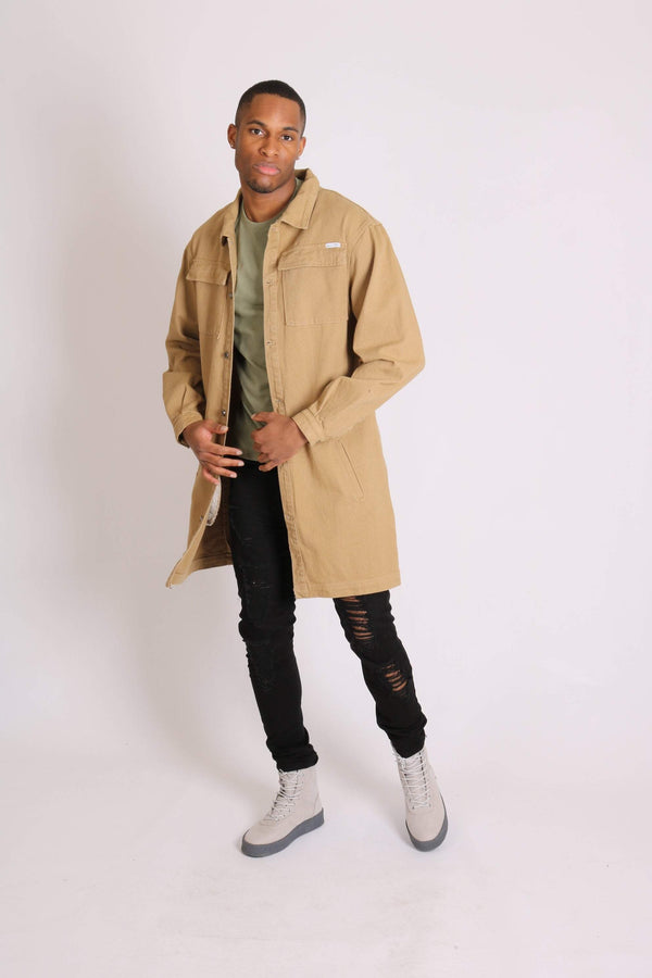 Liquor & Poker Longline Worker Shacket In Tan