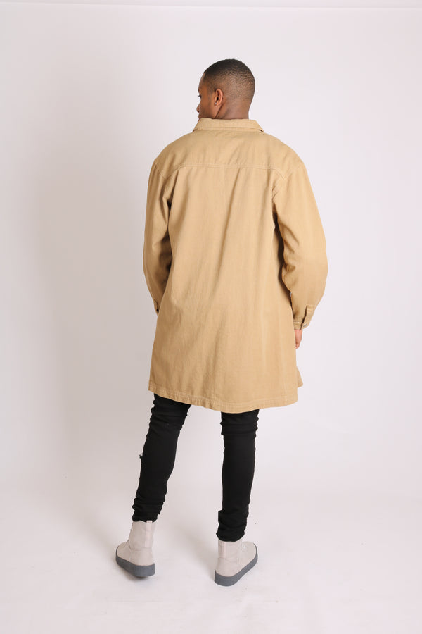 Liquor & Poker Longline Worker Shacket In Tan