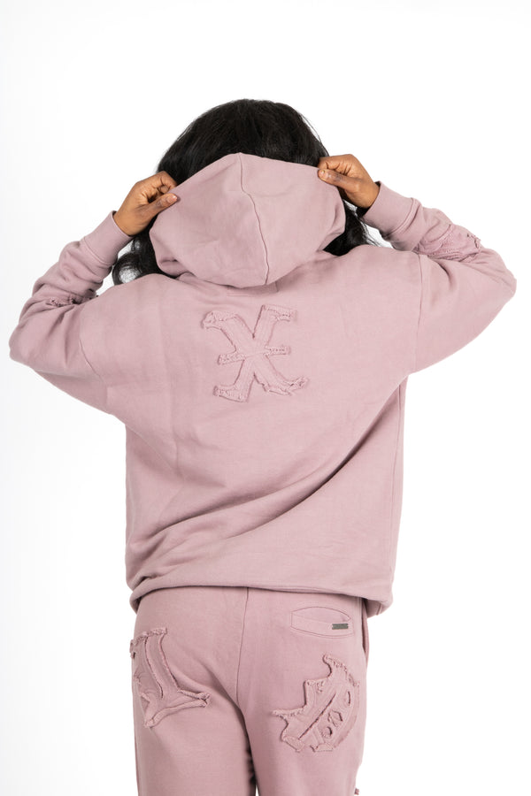 Liquor & Poker Mauve All Over 'Lnp' Motif Hoodie