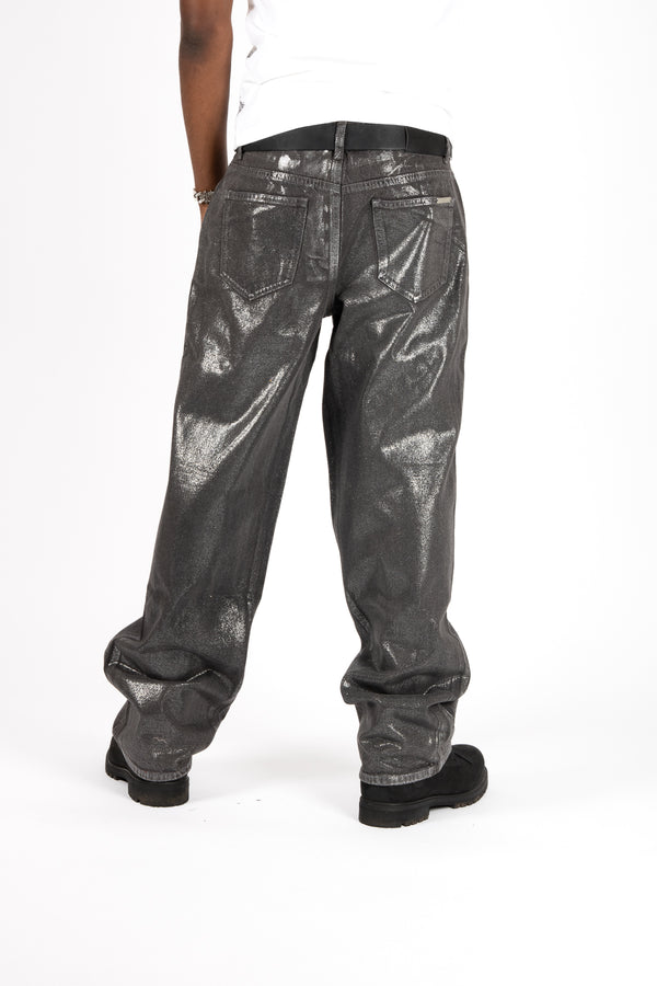 Liquor & Poker Metallic Coated Baggy Jeans