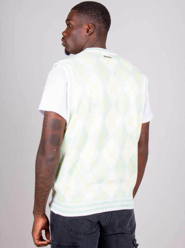 Liquor & Poker Mint Knitted Diamond Sweater Vest