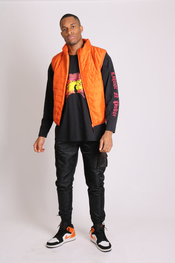 Liquor & Poker Neon Orange Puffer Gillet