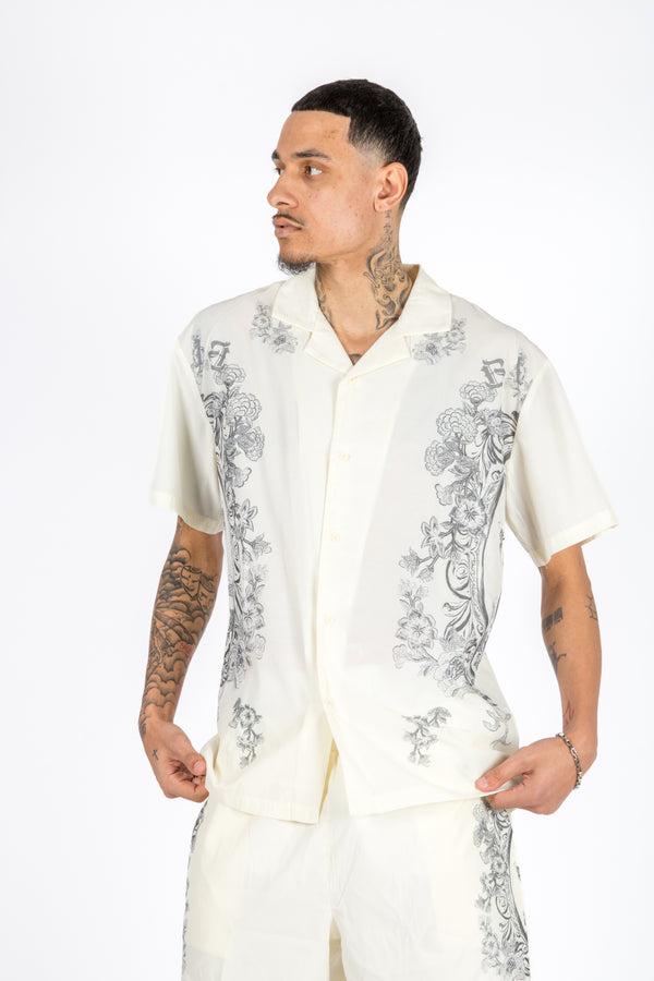 Liquor & Poker Off White Royal Printed Shirt