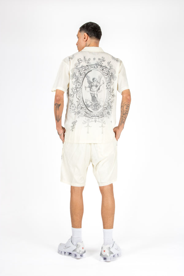 Liquor & Poker Off White Royal Printed Shirt