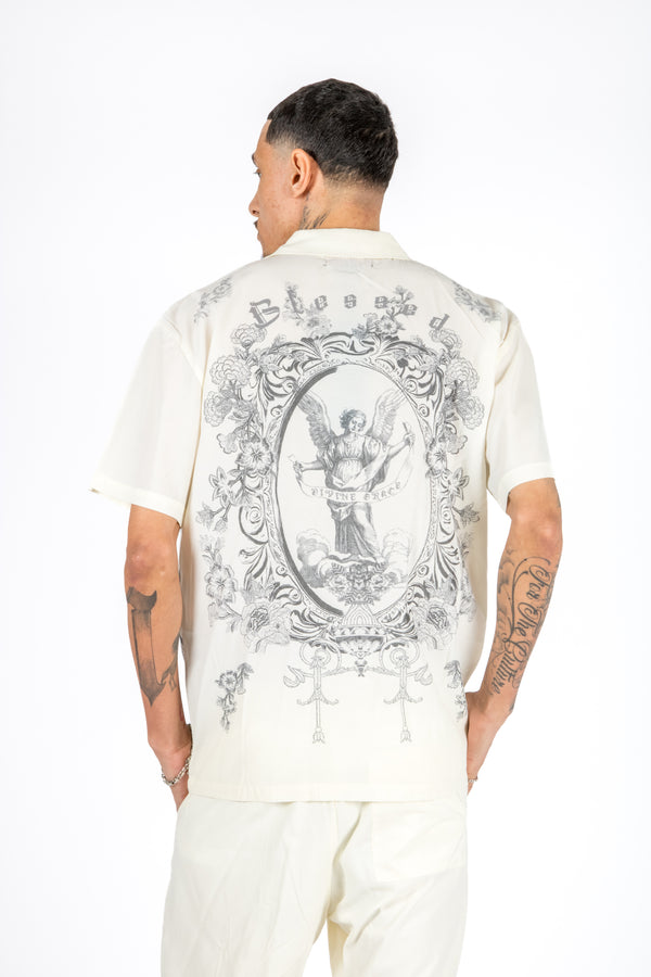 liquor & poker Off White Royal Printed Shirt