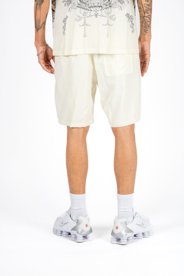 Liquor & Poker Off White Royal Printed Shorts