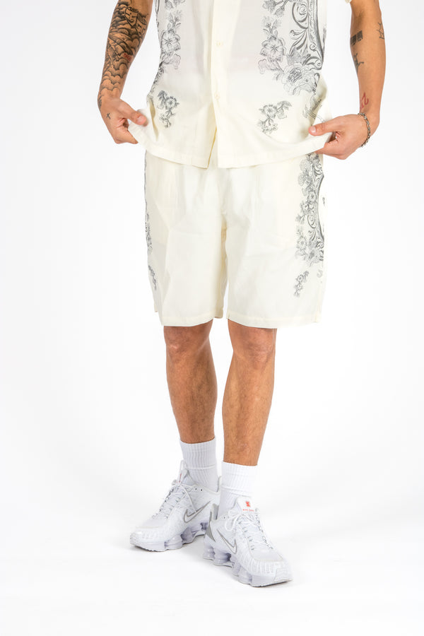 liquor & poker Off White Royal Printed Shorts