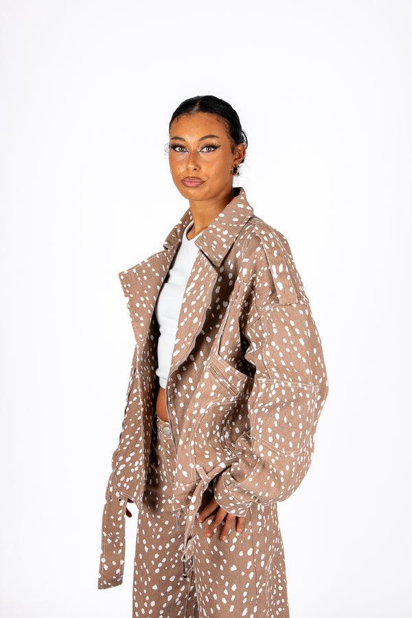 Liquor & Poker Oversized Printed Biker Jacket