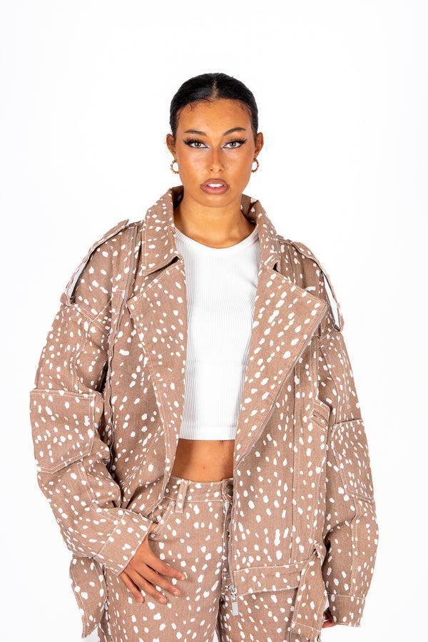 liquor & poker Oversized Printed Biker Jacket