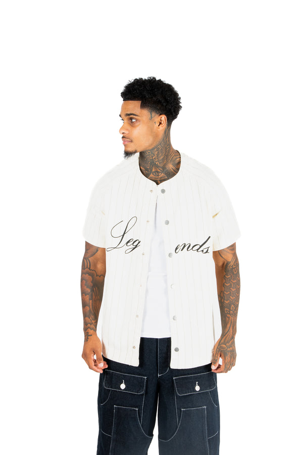 Liquor & Poker Pinstripe Denim Jersey Shirt