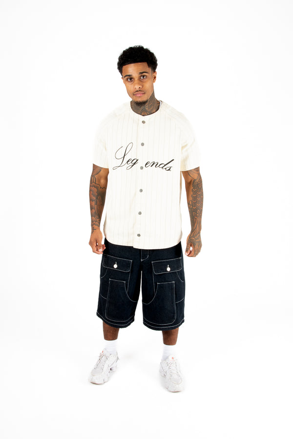 Liquor & Poker Pinstripe Denim Jersey Shirt