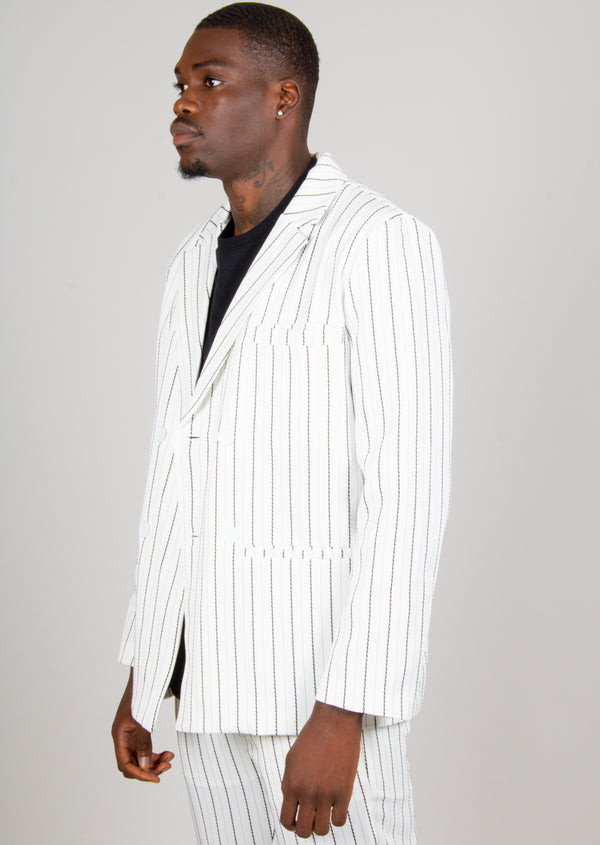 Liquor & Poker Pinstripe Oversized Blazer In White