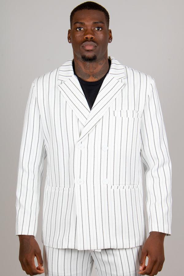 liquor & poker Pinstripe Oversized Blazer In White