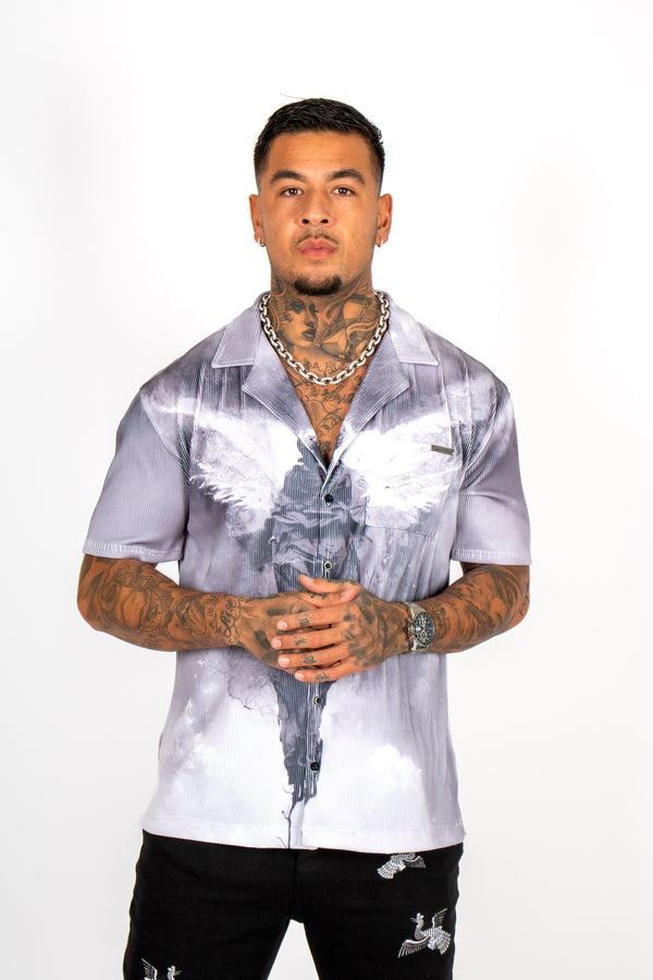 Liquor & Poker Plissé Angel Print Shirt