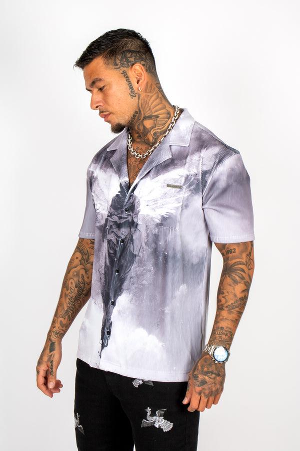 Liquor & Poker Plissé Angel Print Shirt