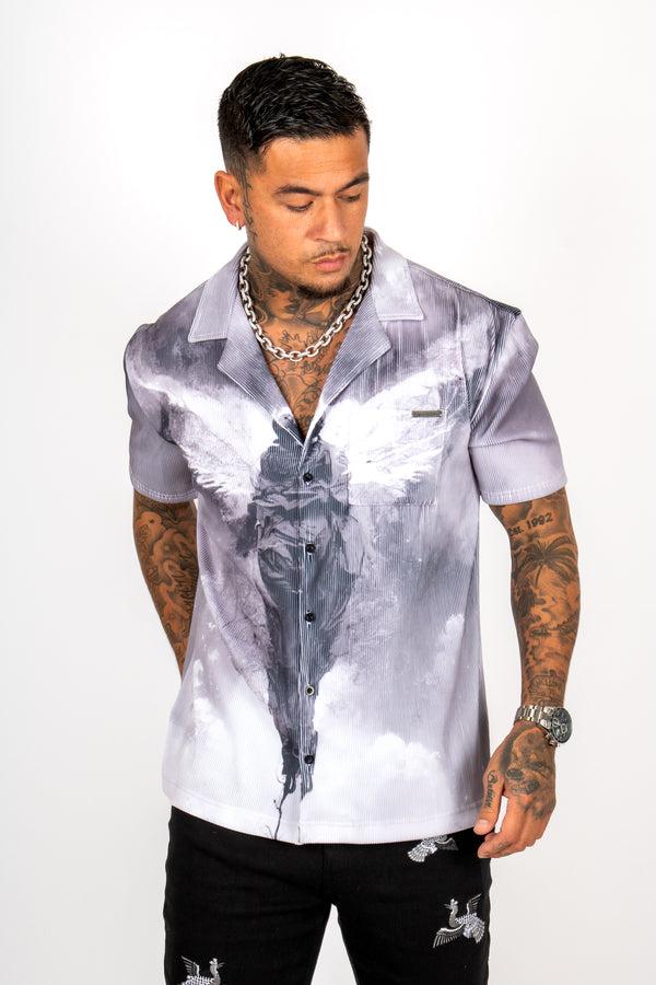 liquor & poker Plissé Angel Print Shirt