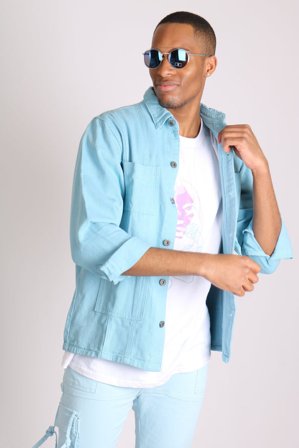 liquor & poker Powder Blue Utility Jacket